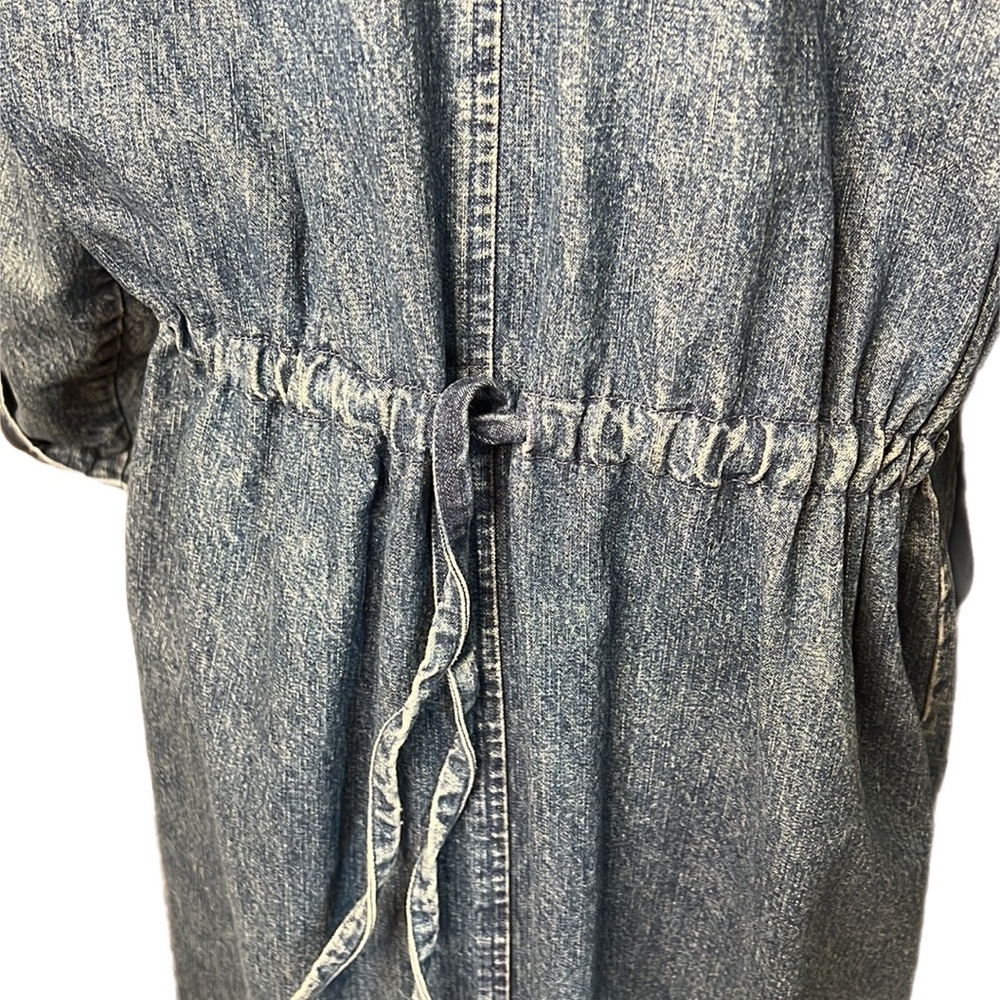 Vintage Nordstrom Denim Full Length Trench Coat L - Picture 5 of 14